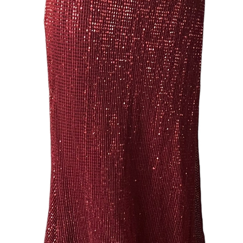 Camille La Vie Red Maxi Sequins Beaded Rhinestone waisted EVENING/Ball Gown - Picture 2 of 7